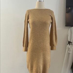 Chic Long Sleeve Camel/Tan Dress